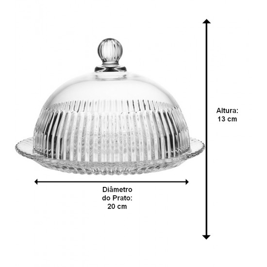 Queijeira 20cm Por 13cm Imperatriz Em Cristal Ecológico Wolff Com Tampa